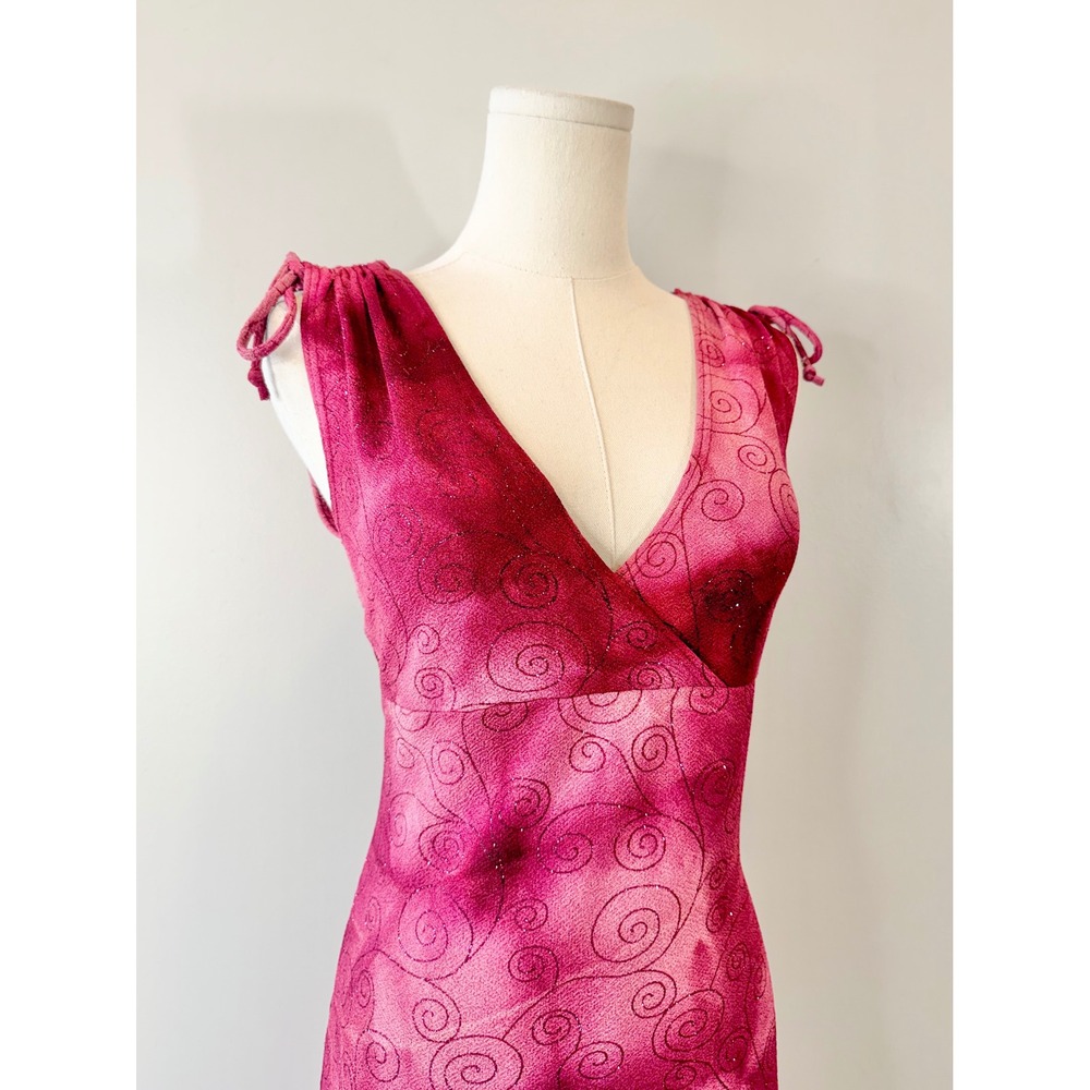 Vintage 1990s / 2000s Pink Sparkly Dress Fairy Whimsical 90s Y2K 00s Tie Dye M L - Picture 4 of 8